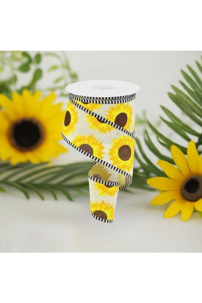 2.5&#x22; Sunflower Thin Stripe Ribbon: Cream (10 Yards)