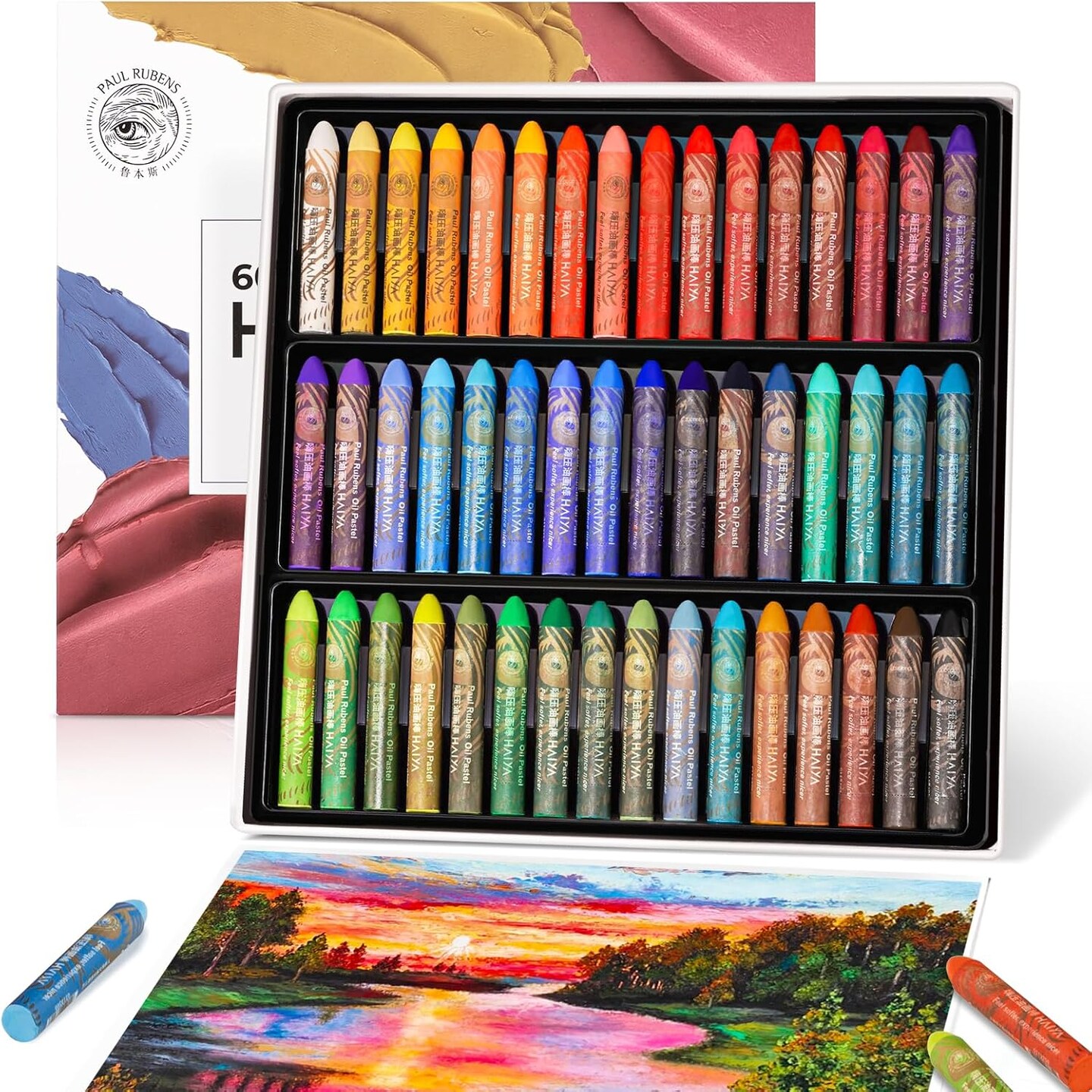 Oil Pastel, 48 Vibrant Colors Soft Oil Pastel Set, Creamy texture Easy to Blend Oil Pastels professional, Bullet Heads Oil Pastels for Artists, Painting, Drawing, Beginners