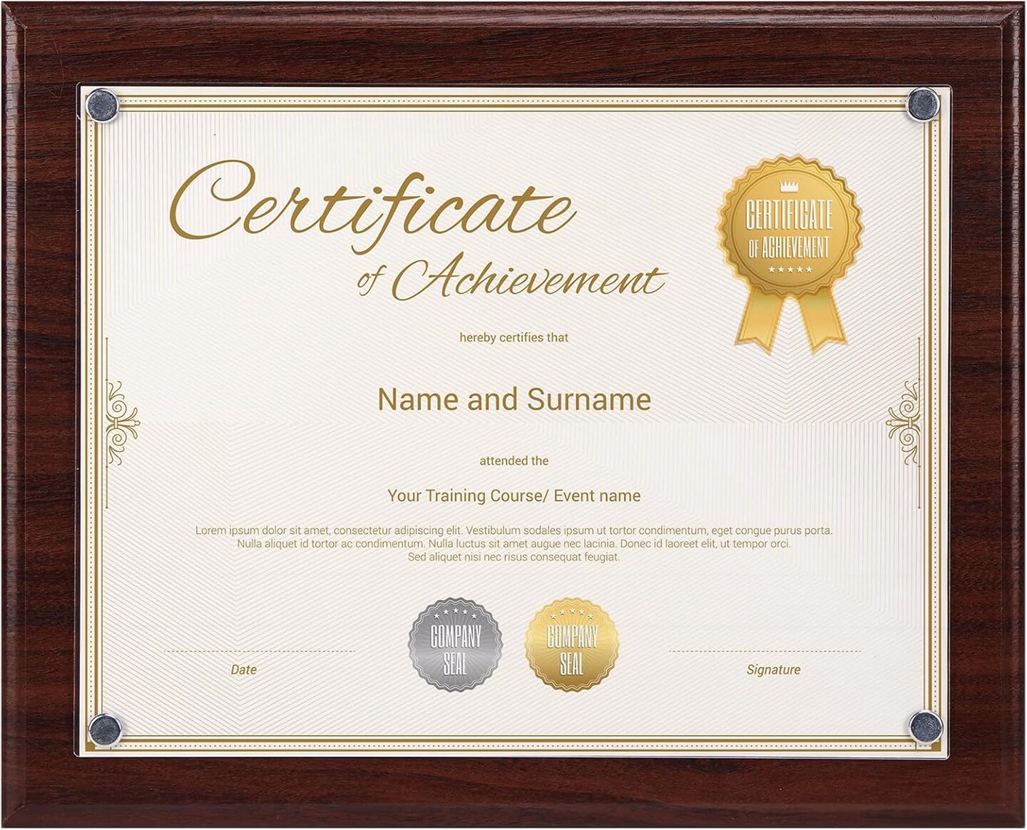 Brown 8.5x11 Picture Frame, Certificate Award Document Plaque Wall Mounted Display, Single