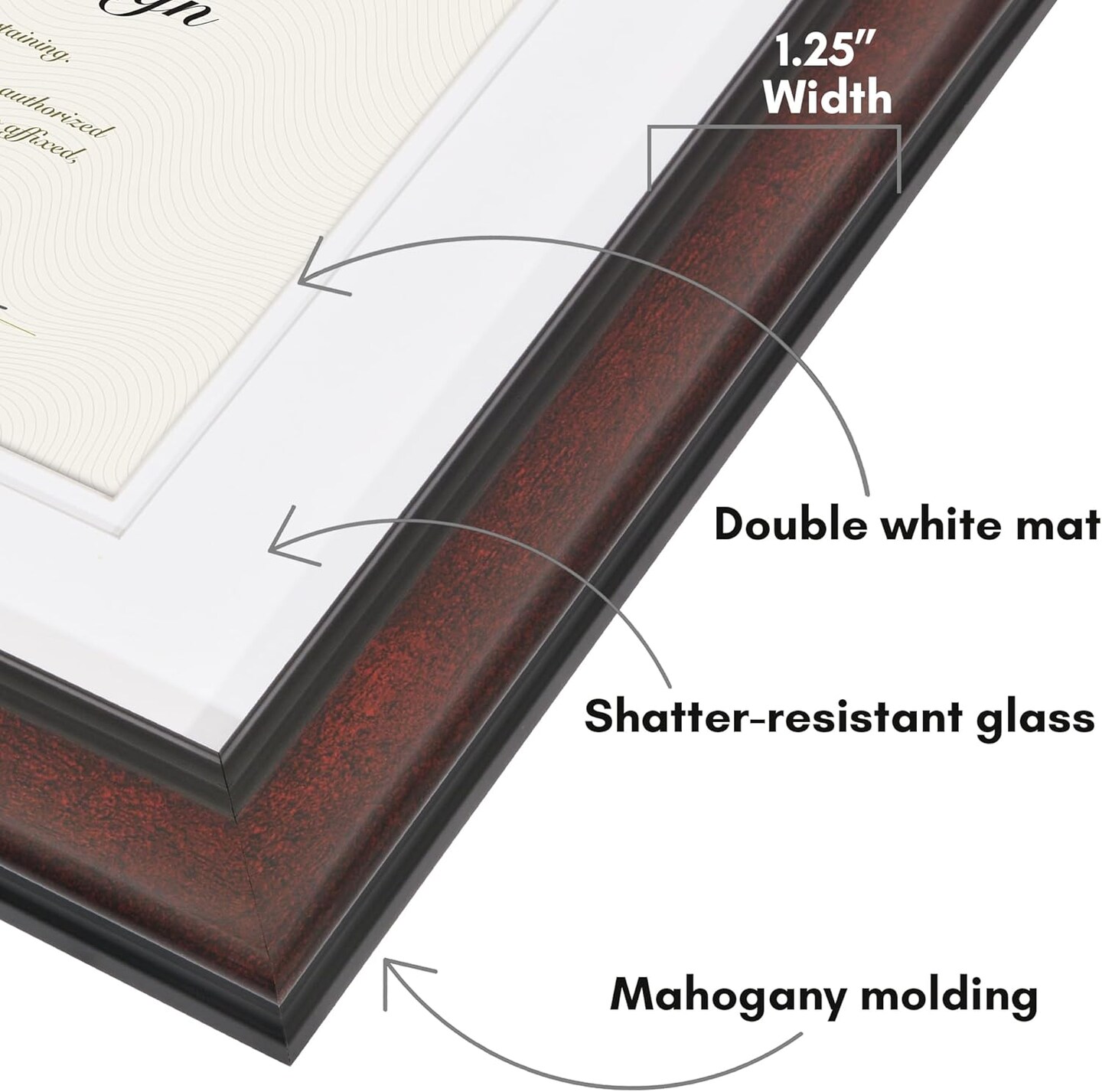 11x14 Diploma Frame - Use as 8.5x11 Certificate Frame or 11x14 Picture Frame Without Mat - Legacy Collection - Black and Mahogany Ornate Frame with Shatter-Resistant Glass, White Mat