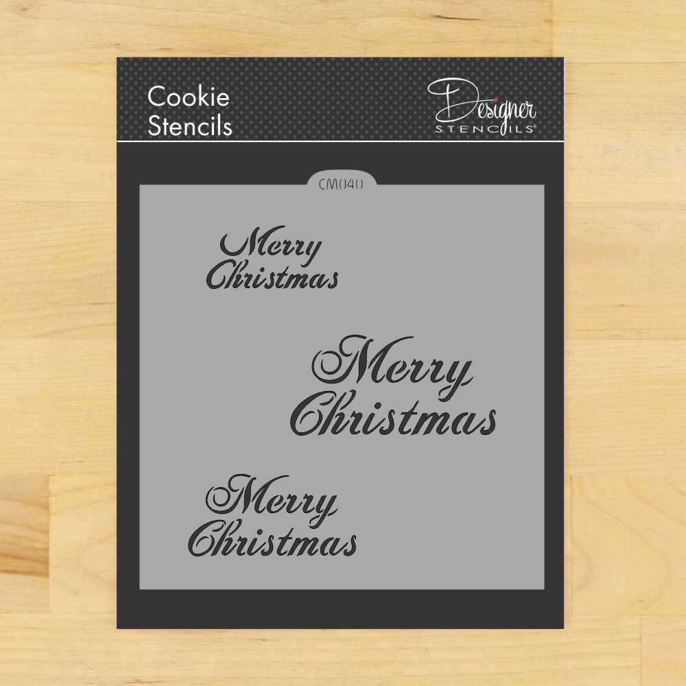 Merry Christmas Cookie & Craft Stencil | CM040 by Designer Stencils | Cookie Decorating Tools |