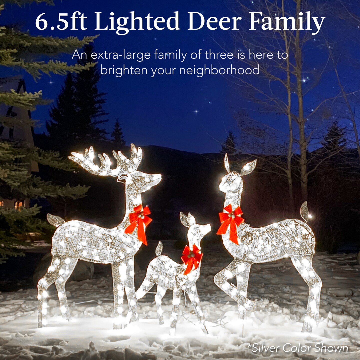 Best Choice Products 6.5ft 3-Piece Lighted Christmas Deer Set Outdoor Yard Decoration with 385 LED Lights, Stakes