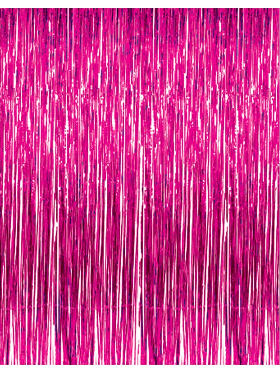3' x 8' Fuchsia Tinsel Foil Fringe Door Window Curtain Party Decoration