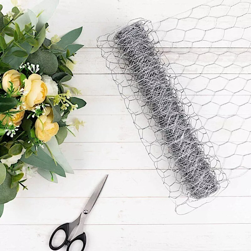 16ft x 12&#x22; Silver Hexagonal Galvanized Metal Craft Wire Mesh Party Decorations