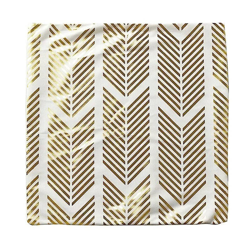4 Square 18&#x22; x 18&#x22; White Velvet Throw Pillow Covers Gold Geometric Print Home