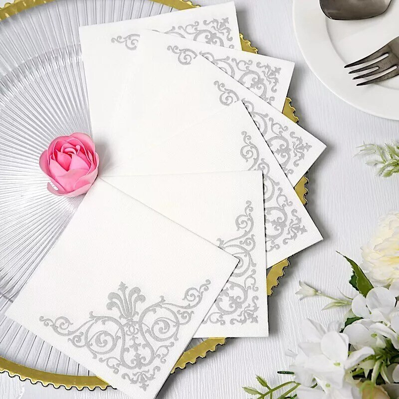 60 pcs Metallic Fleur Design Paper Cocktail Napkins Party Decorations Supplies