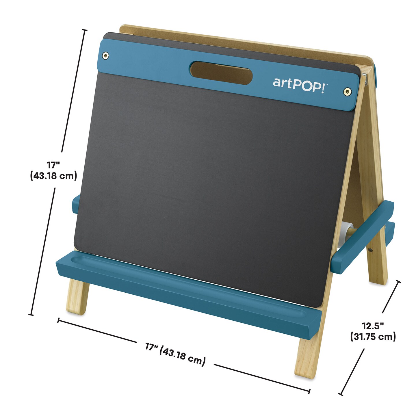 artPOP! Kids&#x27; 3-in-1 Tabletop Easel, Double-Sided Easel with Wooden Frame, Includes Paper Roll, Foldable Design, Portable Arts &#x26; Crafts Easel for Kids Ages 3 &#x26; Up