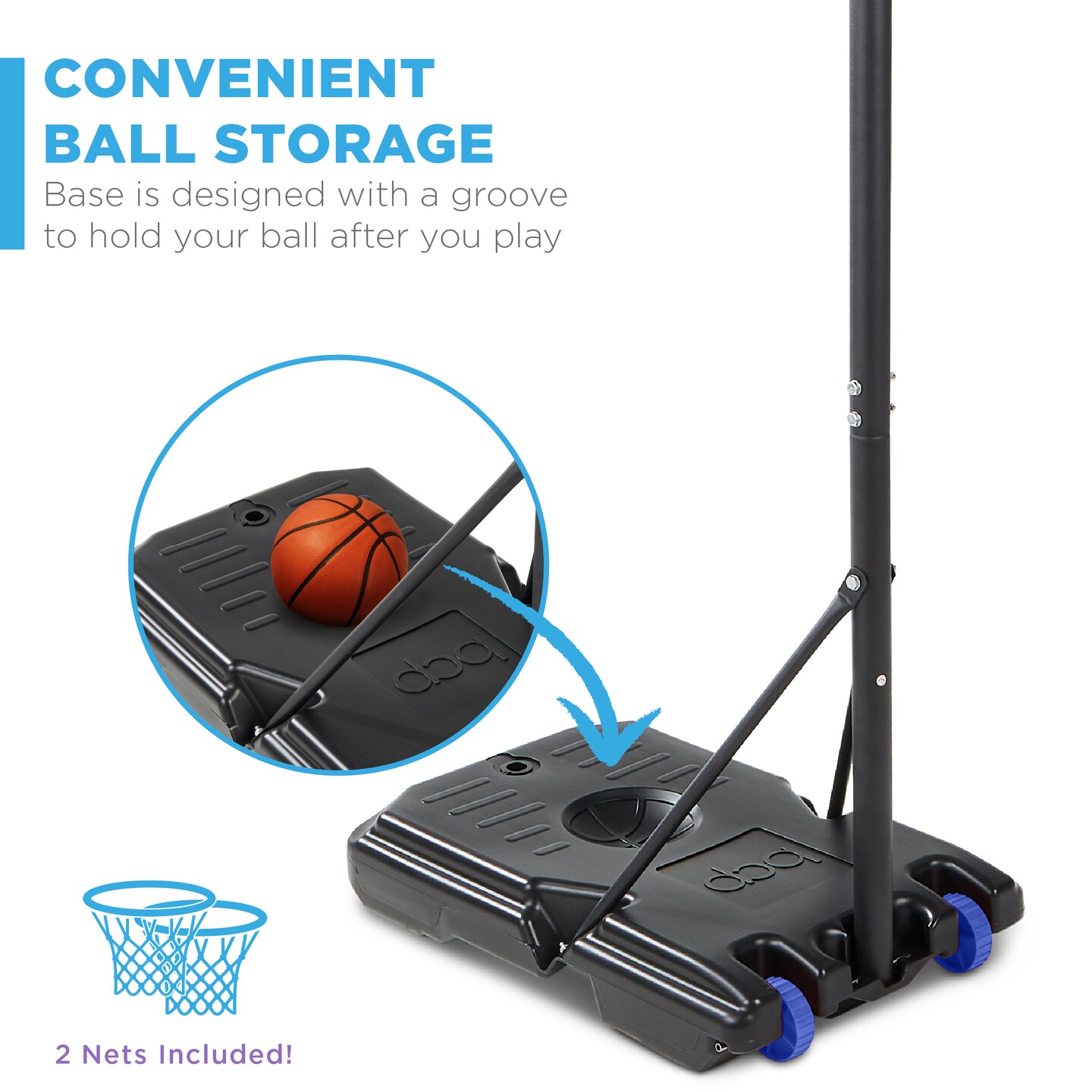 Best Choice Products Kids Height-Adjustable Basketball Hoop, Portable Backboard System w/ 2 Wheels