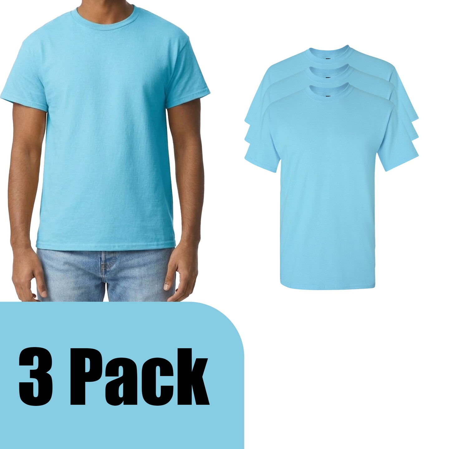Gildan Ultra Cotton Crewneck T-Shirt for Men, Sky Short Sleeve Craft & DIY Blank Tee