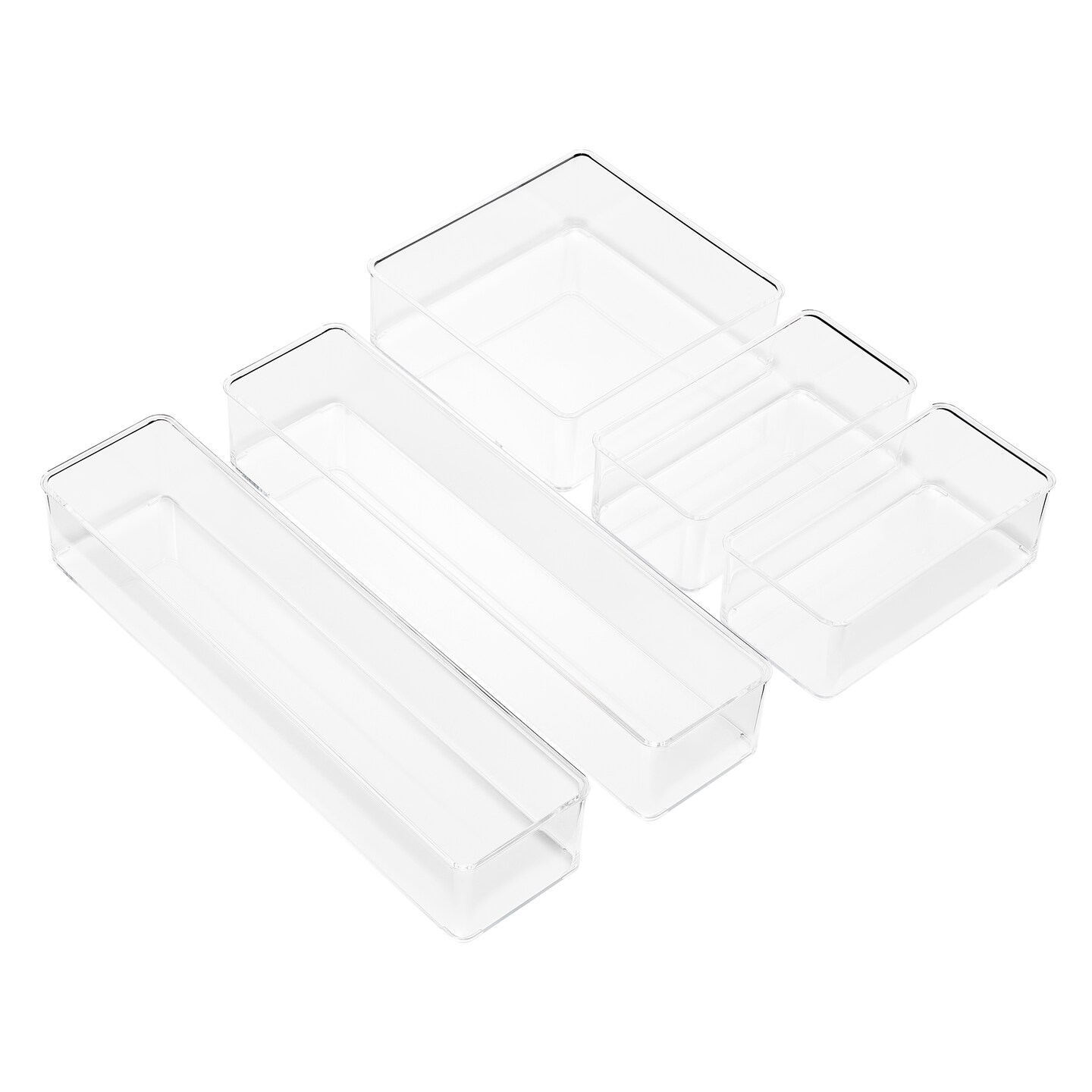 Sorbus Clear Drawer Organizer 5-Piece Set, Multi-Purpose Bins for Office Supplies, Craft Materials, and More