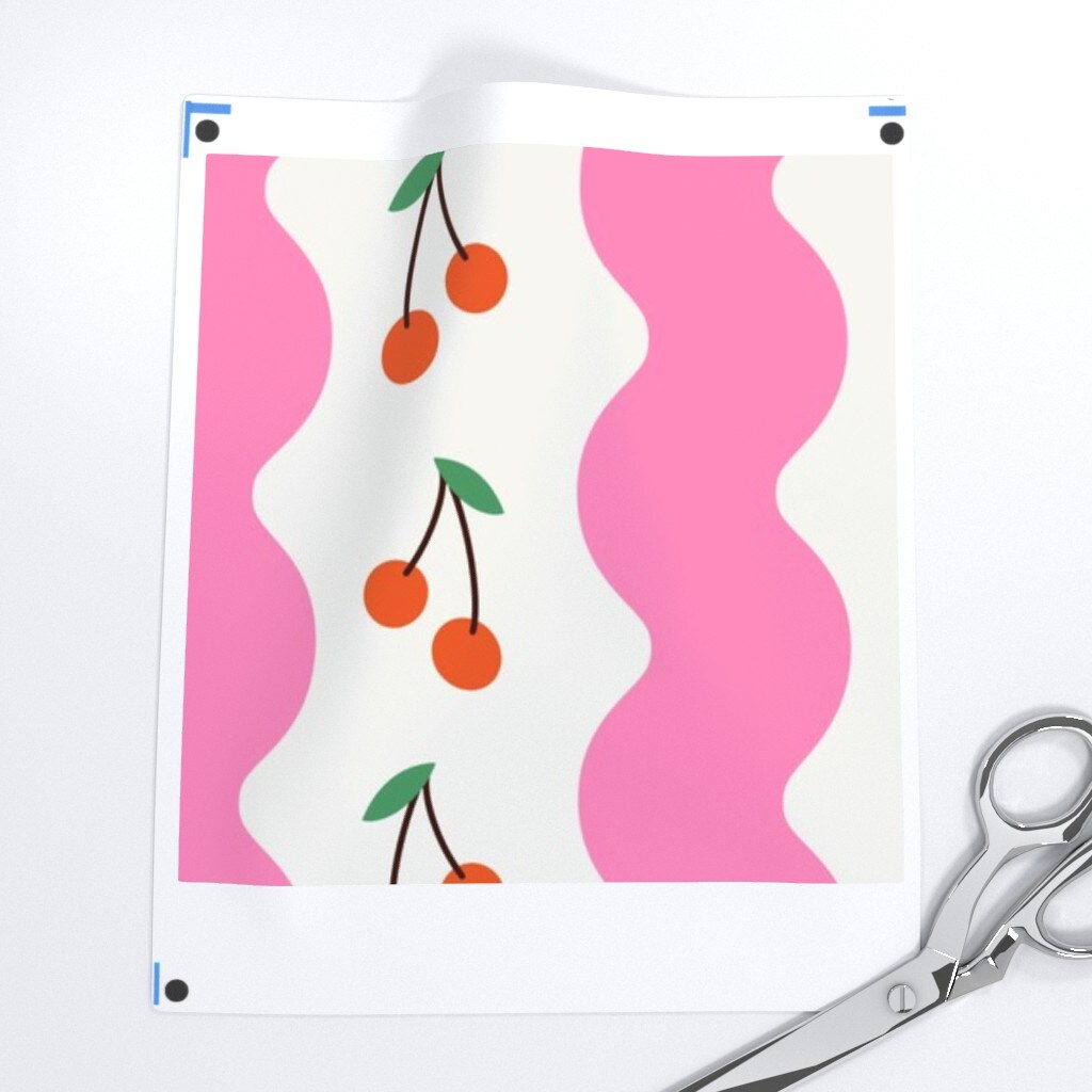 Coquette Y2K Preppy Wide Stripe Cherries Retro Fruit Custom Printed Fabric by Spoonflower Various Fabrics by the Yard or Fat Quarter