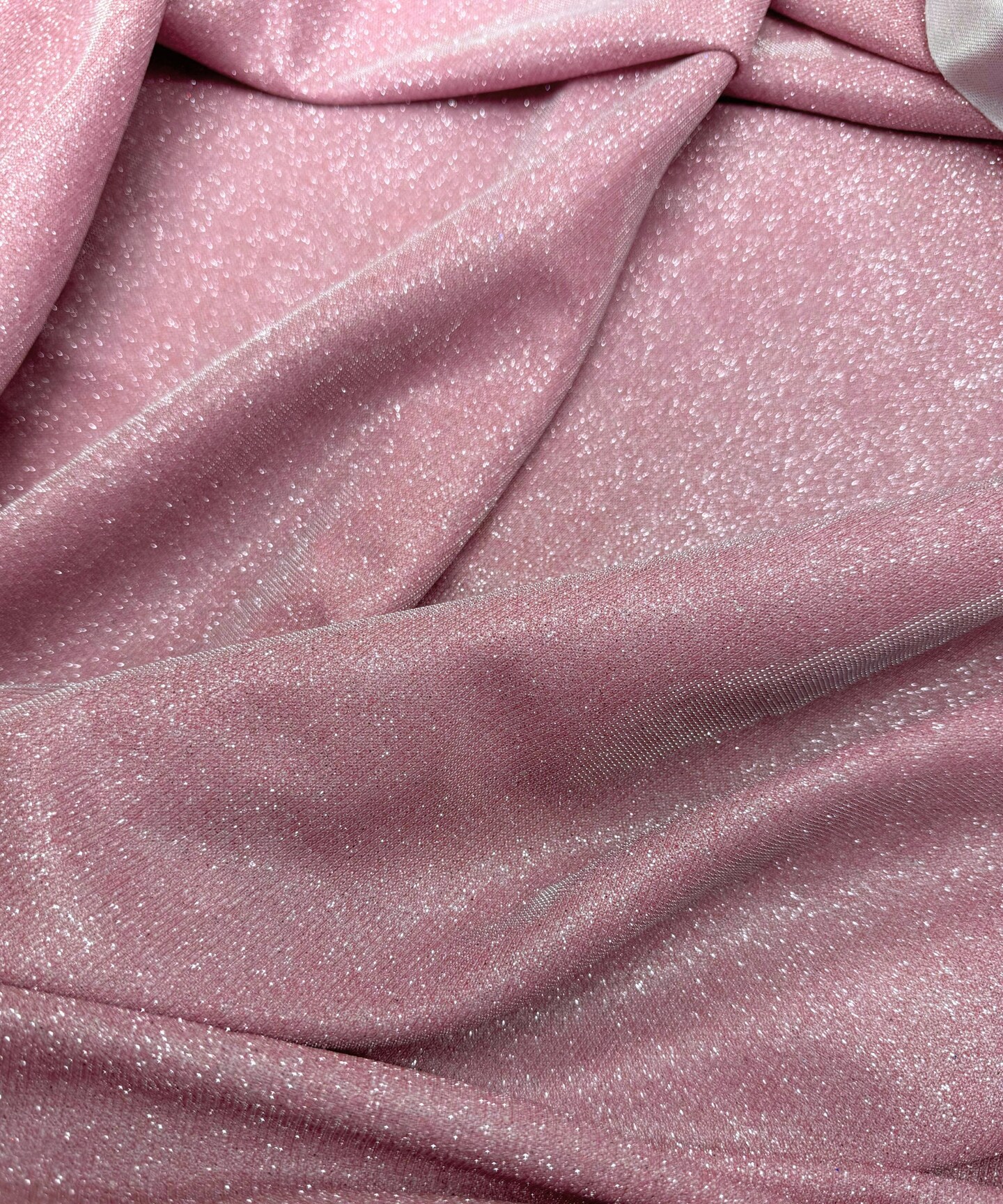 Pink Glitter Lurex Knit Fabric by the Yard, 2 Way Stretch, 60"