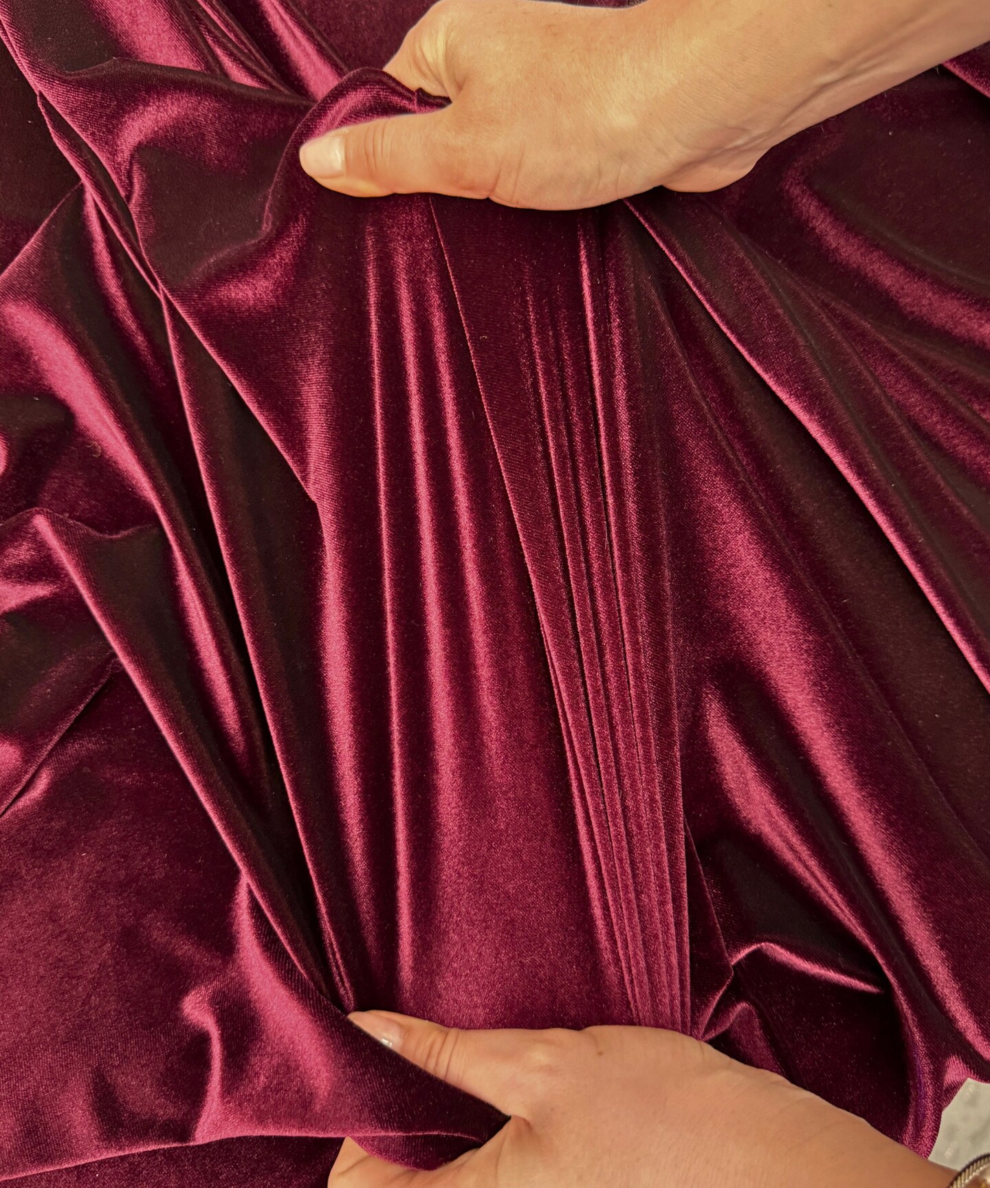 Burgundy Stretch Velvet Fabric by the Yard, 58" Wide Plush Velvet 4-Way Stretch