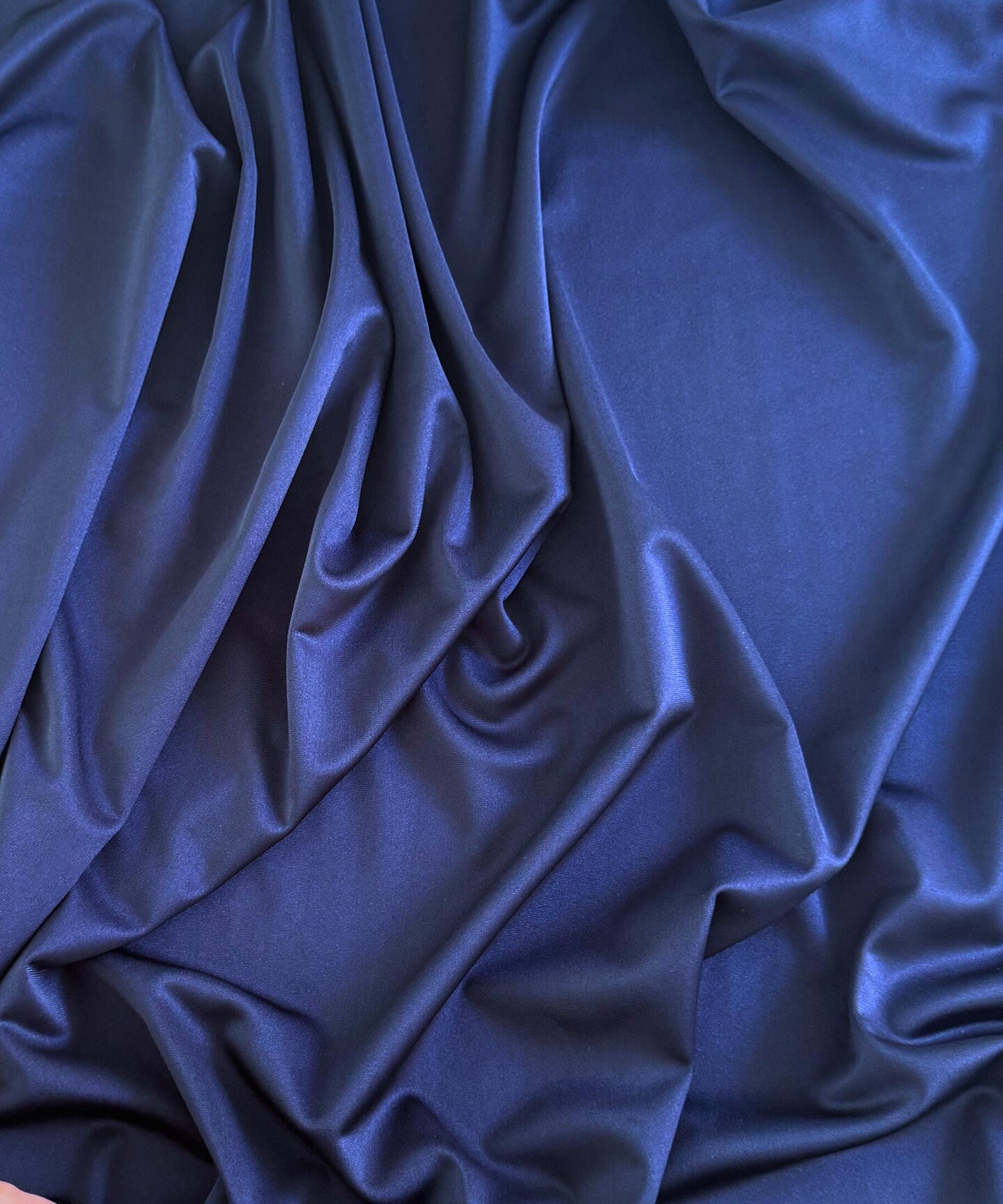 Navy Blue Nylon Spandex Fabric by the Yard, 60" Wide 4-Way Stretch Milliskin Fabric for Activewear, Swimwear, Dancewear