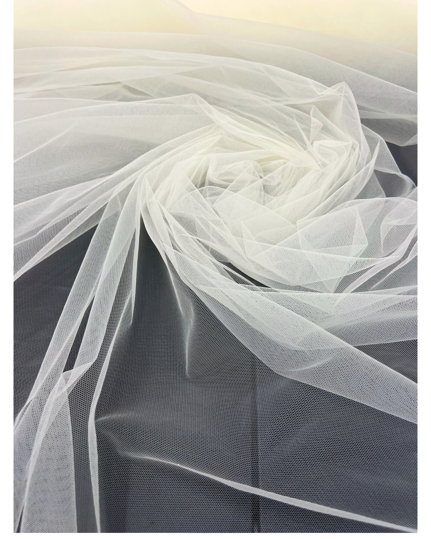 Ivory Nylon Tulle Fabric by the Yard, 63" Wide Soft Stretch Mesh Fabric for Veils, Wedding Dresses, Decor & Sewing