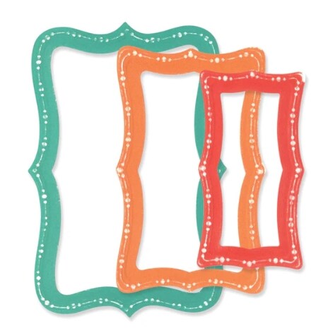 Sizzix Framelits Die Set 8PK - Fanciful Framelits, Doris Dotted Top Note by Stacey Park