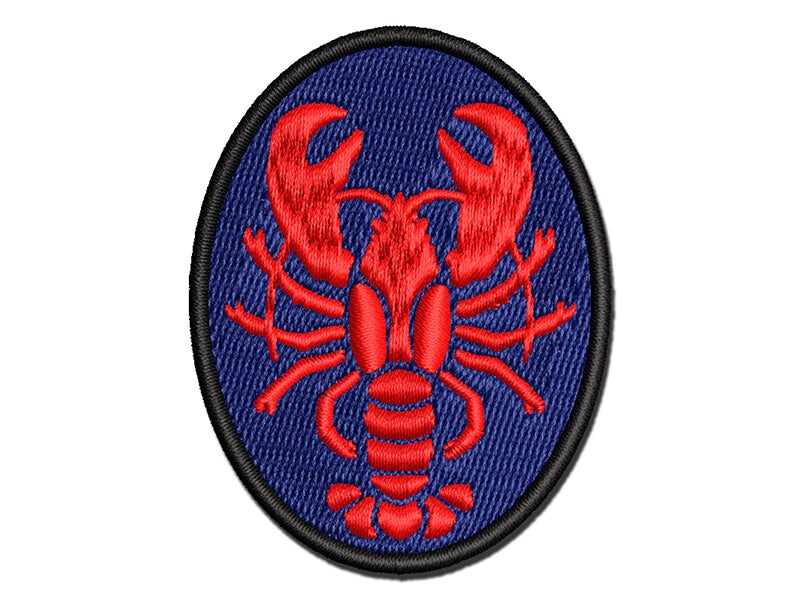 Maine Lobster Seafood Crustacean Multi-Color Embroidered Iron-On or Hook & Loop Patch Applique