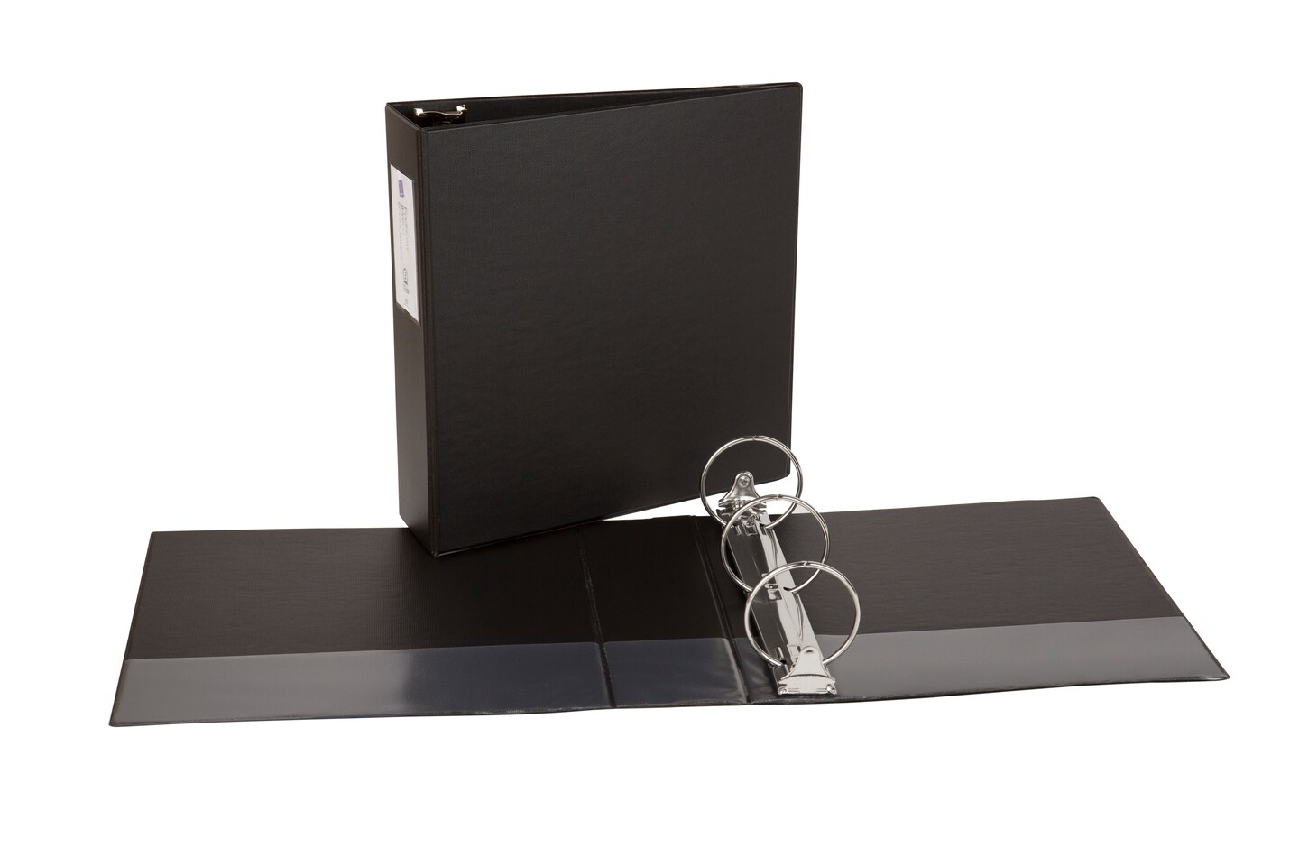 Avery Standard 3 Ring Binder with Label Holder, 3" Round Rings, 460-Sheet Capacity, 3.5 Inch Wide Spine, 1 Black Binder, Ideal for Lightweight Organization and Occasional Referencing (04601)