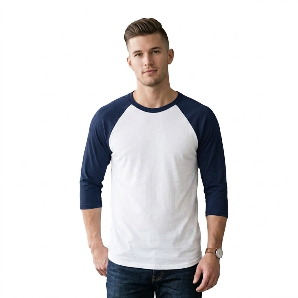 BELLA + CANVAS® Unisex Three-Quarter Sleeve Baseball Tee Raglan Contrast Sleeve Lightweight Retail Fit Shirt