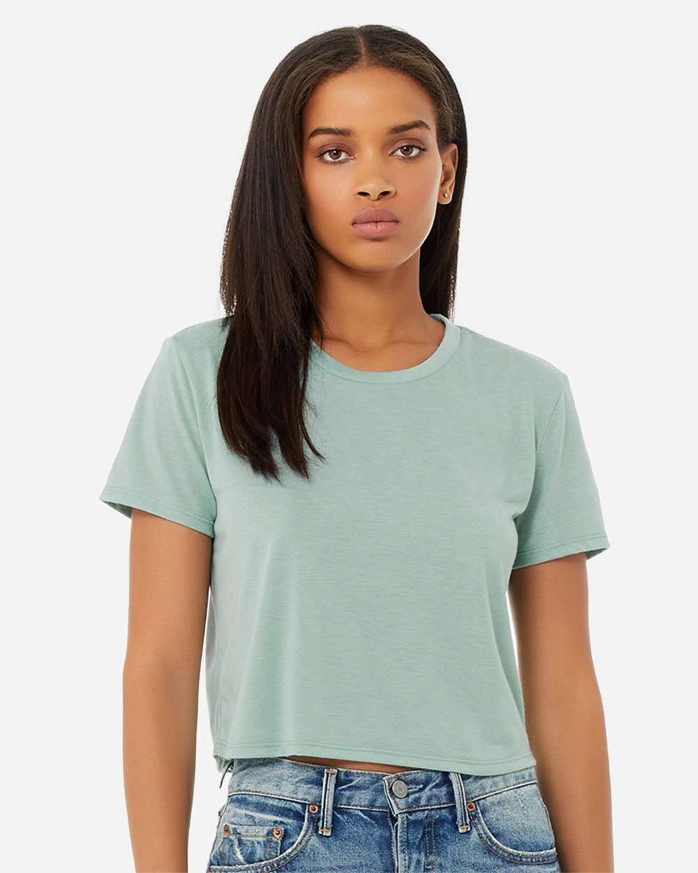 Bella + Canvas Ladies Flowy Cropped T-Shirt for Casual Wear, Workout & Streetwear Style Lightweight Relaxed Fit Top