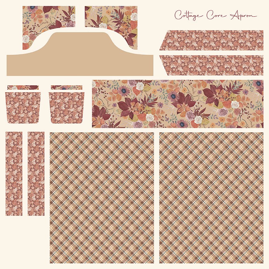 Evening on the Prairie 60" X 60" Cottage Core Apron Panel Sienna