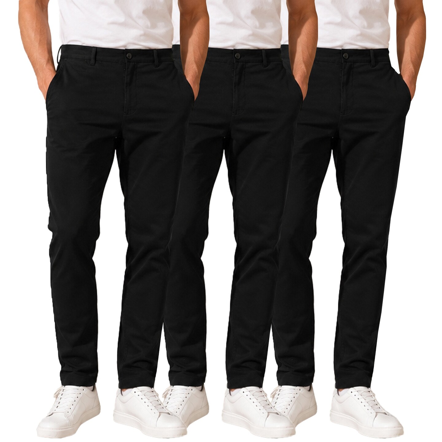 Blu Rock Men's Super Stretch Slim Fit Everyday Chino Pants-3 Pack