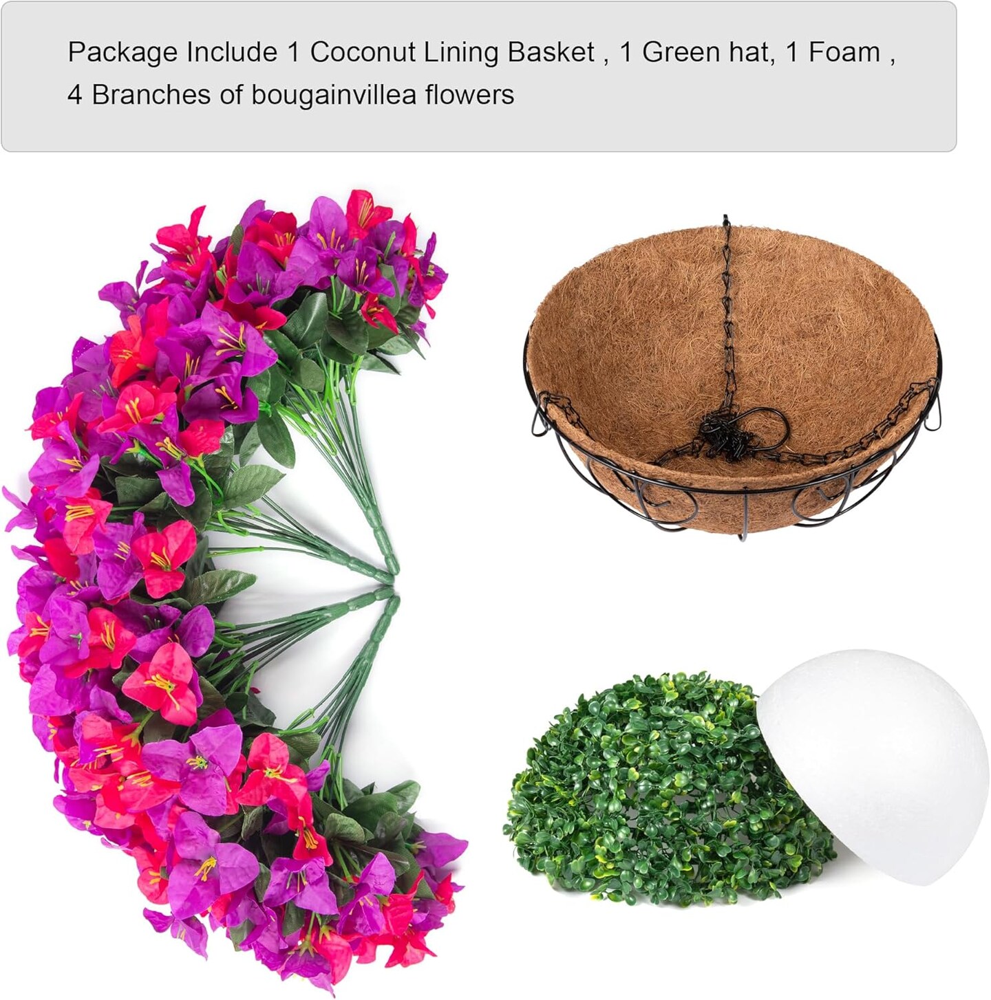 Artificial Hanging Flowers with Basket for Spring ((PurpleHotpink)