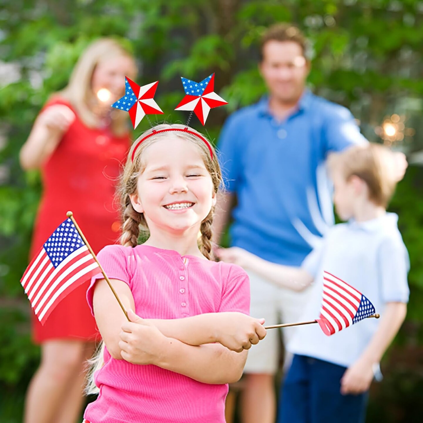 24PCS Patriotic Head Boppers Headband - Star Uncle Sam Hat Balloons