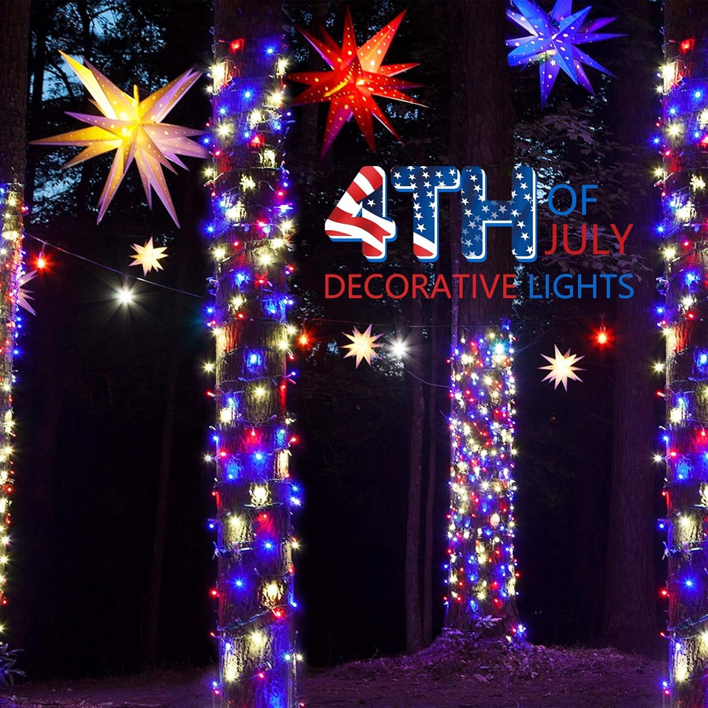 4th of July Decoration Patriotic Mini Lights - 100 Count 25 Feet