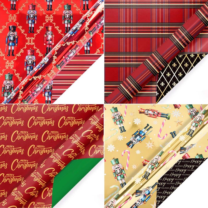 LaRibbons 30&#x22; x 10&#x27; Wrapping Paper Bundle (4-pack) | Ruby Nutcracker