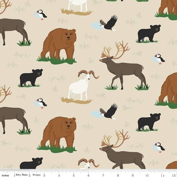 Wildlife in Cream (c16166-cream) | Alaska | Riley Blake Designs | Riley Blake