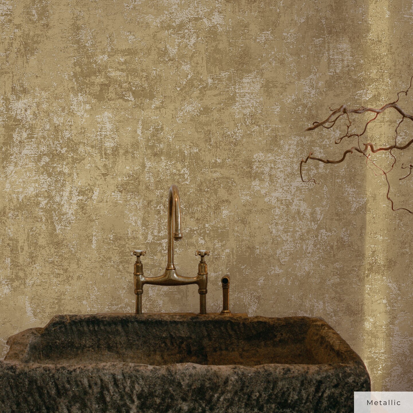 Tempaper Distressed Gold Peel and Stick Wallpaper Metallic Gold Leaf