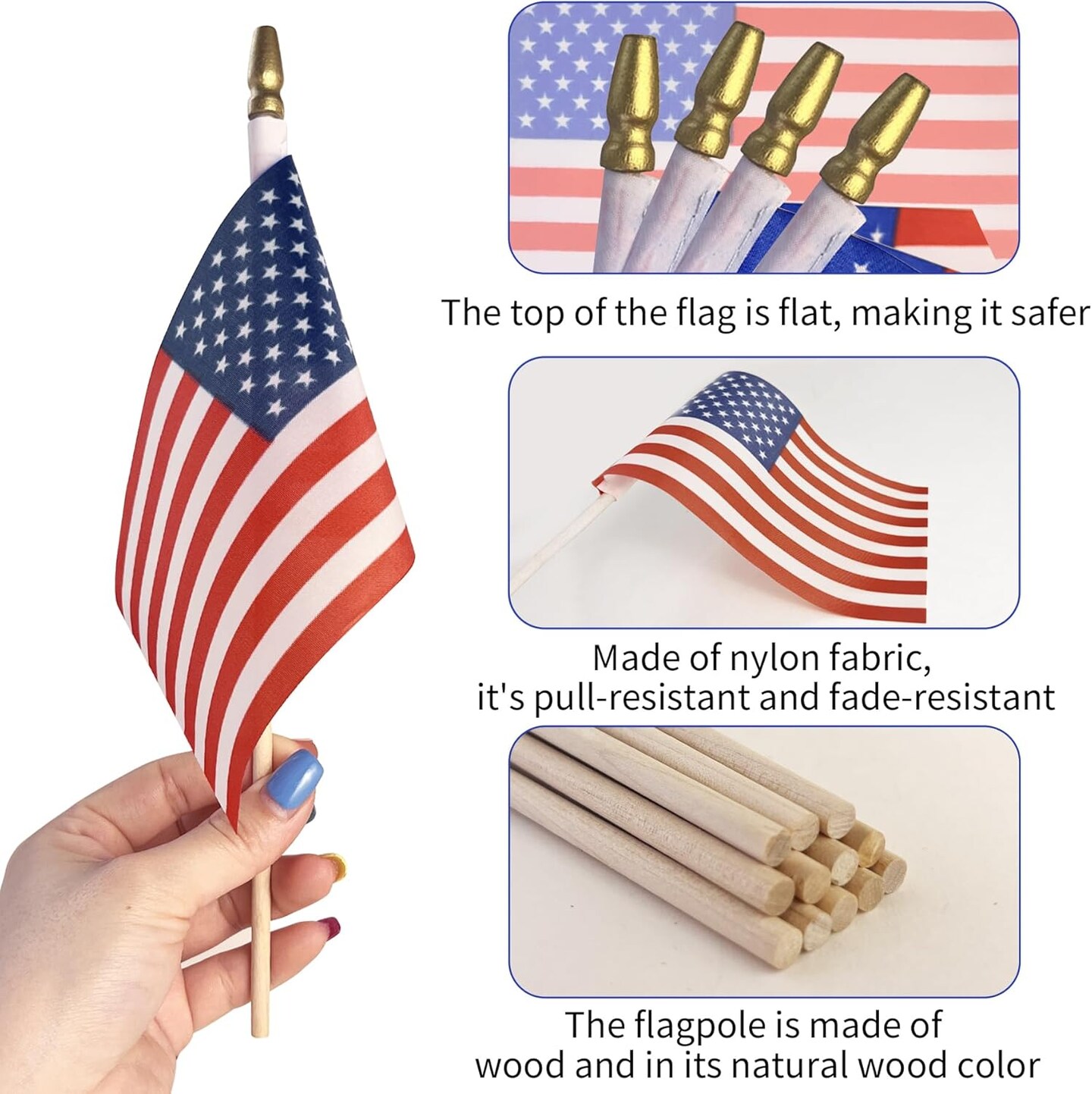 12 Pack mini American Flags 4x6 US American &#x200B;Hand Held Stick Flags small american flags on stick for 4th of july Patriotic Veterans Day decorations