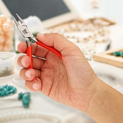 The Beadsmith Micro Round Nose Pliers - Economy Pliers - 4.5 Inches (114 mm) Precision Tool with Spring Action Handle for Jewelry Making, DIY Projects, and Crafting