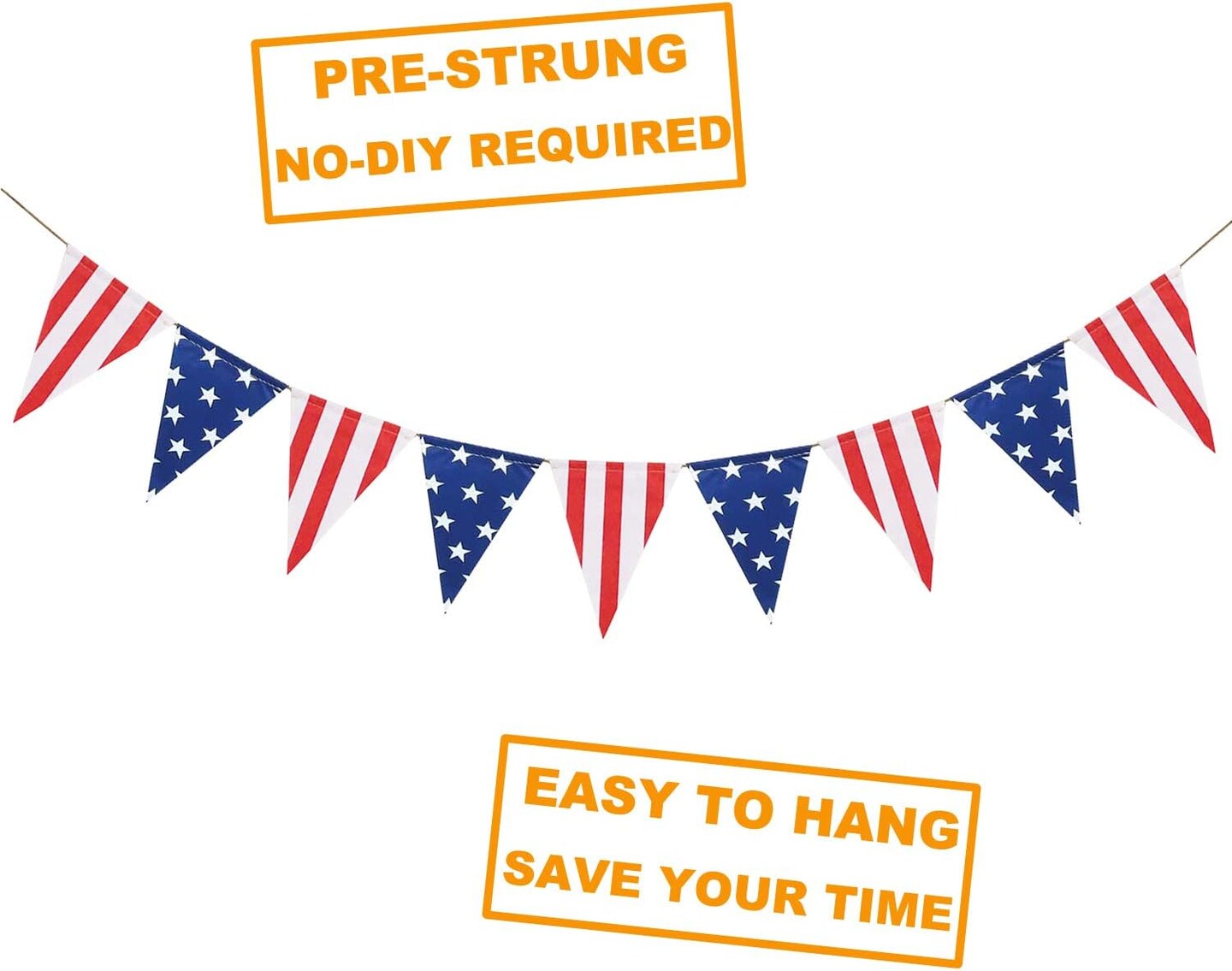 American Stars and Stripes Flag Bunting Garland USA Triangle Banner (Multicolor)