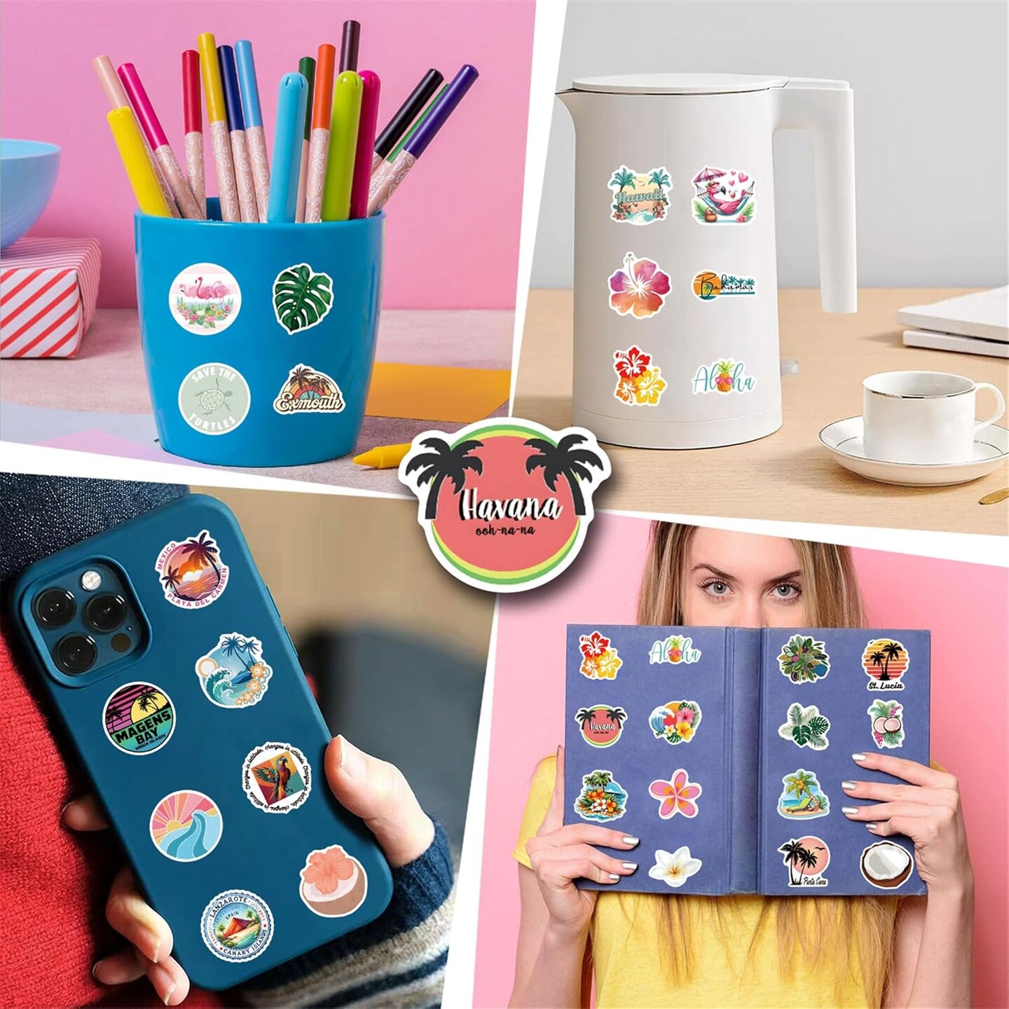 Tropical Scenery Stickers,50PCs, Tropical Fruits Laptop Decals Gift (Tropics)