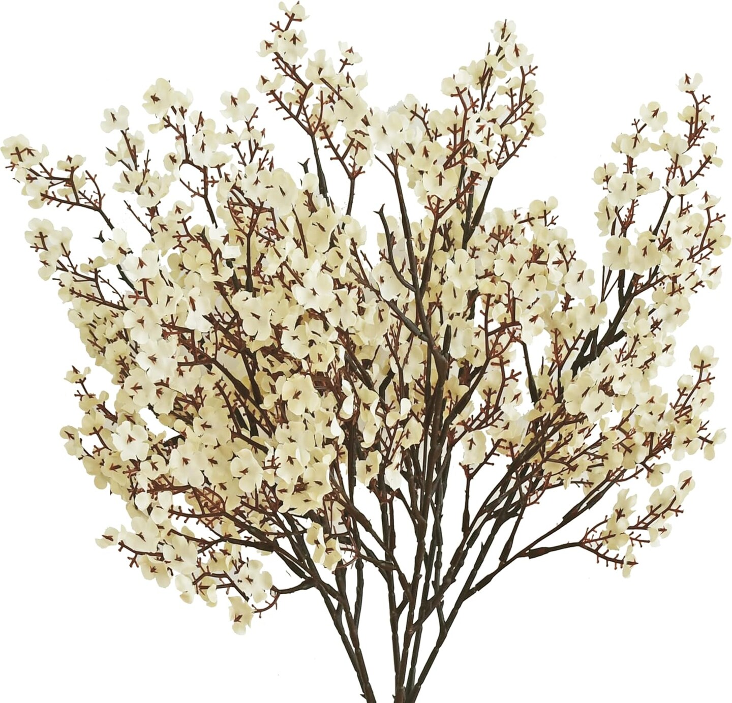 6 Bundles Ivory Silk Babys Breath Artificial Fall Fake Flowers Gypsophila Bouquet 18.7&#x22; for Mother&#x27;s Day Easter Home Kitchen Wedding Party Decorations New Year Spring(Vase not Include)