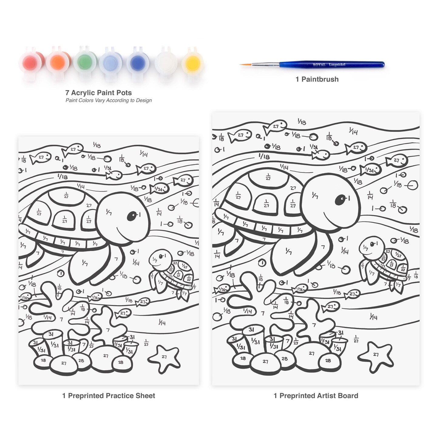 MFP21 | Painting by numbers&#x2122; Children&#x27;s 10pc 8.75&#x22; x 11.75&#x22; Sea Turtles Painting Project