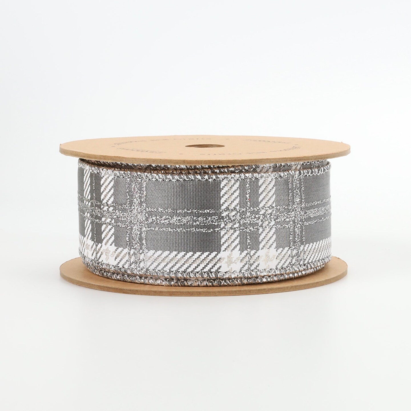 LaRibbons 1 1/2&#x22; Wired Ribbon | &#x22;Metallic Check&#x22; Grey/Multi | 10 Yard Roll