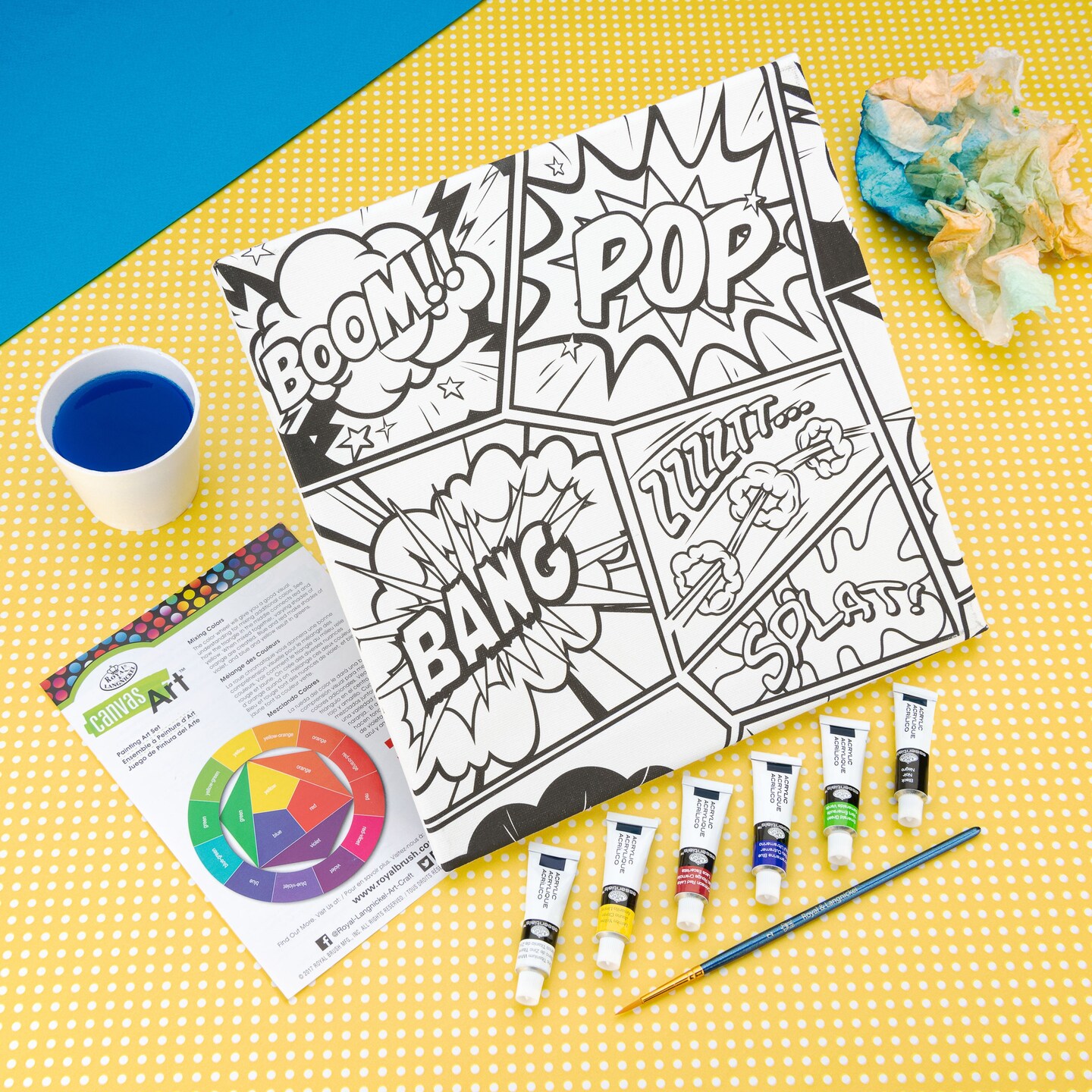 RTN-273 | Canvas Art&#x2122; 9pc Acrylic Painting &#x22;Pop Art&#x22; Art Set