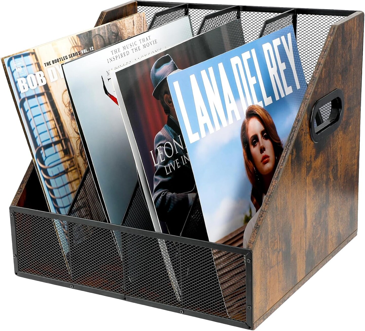 Vinyl Record Storage, Vinyl Record Holder Display, Magazine Holder Rack, File Storage Basket for Letters, Magazines, Books, Newspapers - Wooden Crate Box Storage Organizer Box for Desk and Shelves