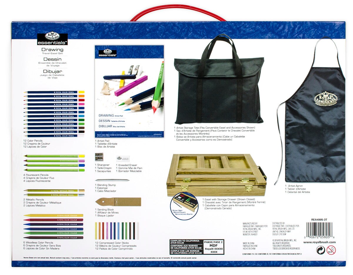 REA4905 | Essentials&#x2122; 44pc Drawing Travel Easel Art Set