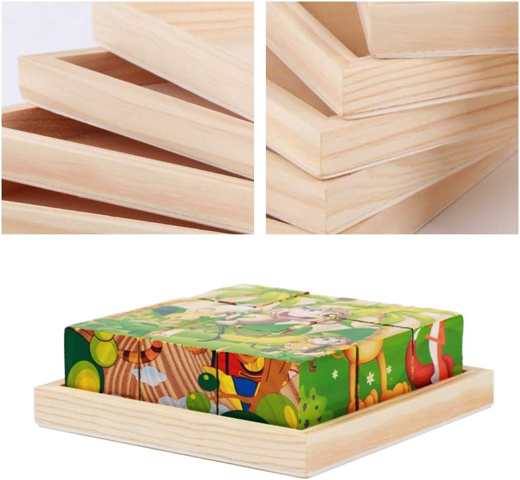 6 Pack Unfinished Small Wood Serving Tray for Crafts Projects DIY Wooden Trays Bulk Blank Wood Canvas Panel Boards Unfinished Wood Signs for Painting Arts Supply, (4.7 x 4.7 in)
