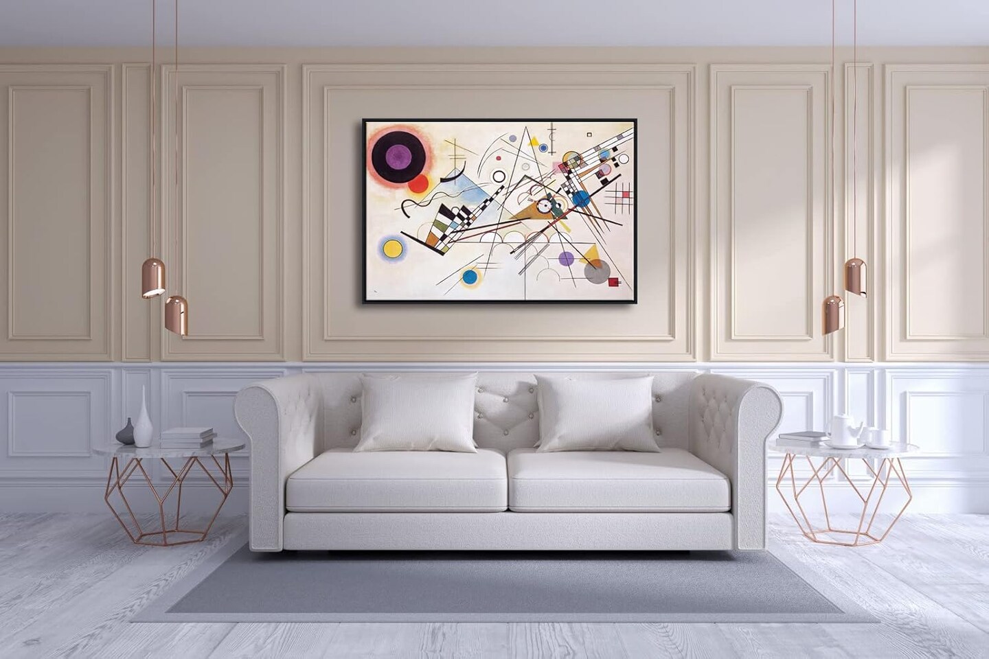 Large Framed Canvas Wall Art Wassily Kandinsky Composition VIII Picture Print of Famous Paintings Abstract Canvas Prints for Living Room Home Decor Wall Decorations