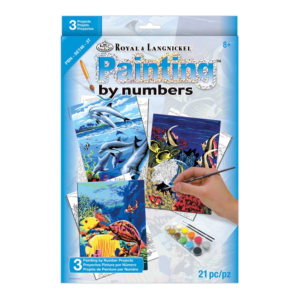 PBN-SET46 | Painting by numbers™ 21pc 8.75" x 11.75" Sea Life Painting Project 3-Pack