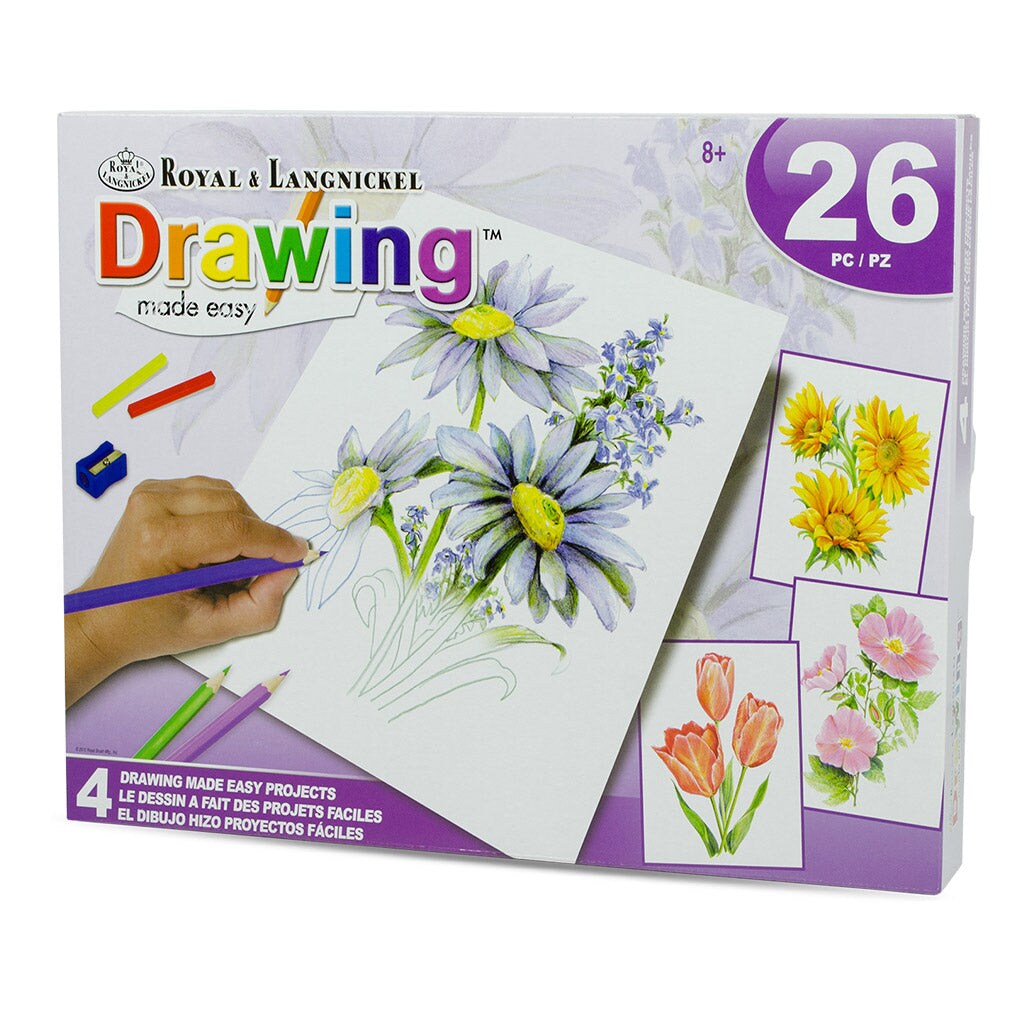AVS-DME203 | Drawing Made Easy™ 26pc 8" x 10" Flowers 4 Project Box Set