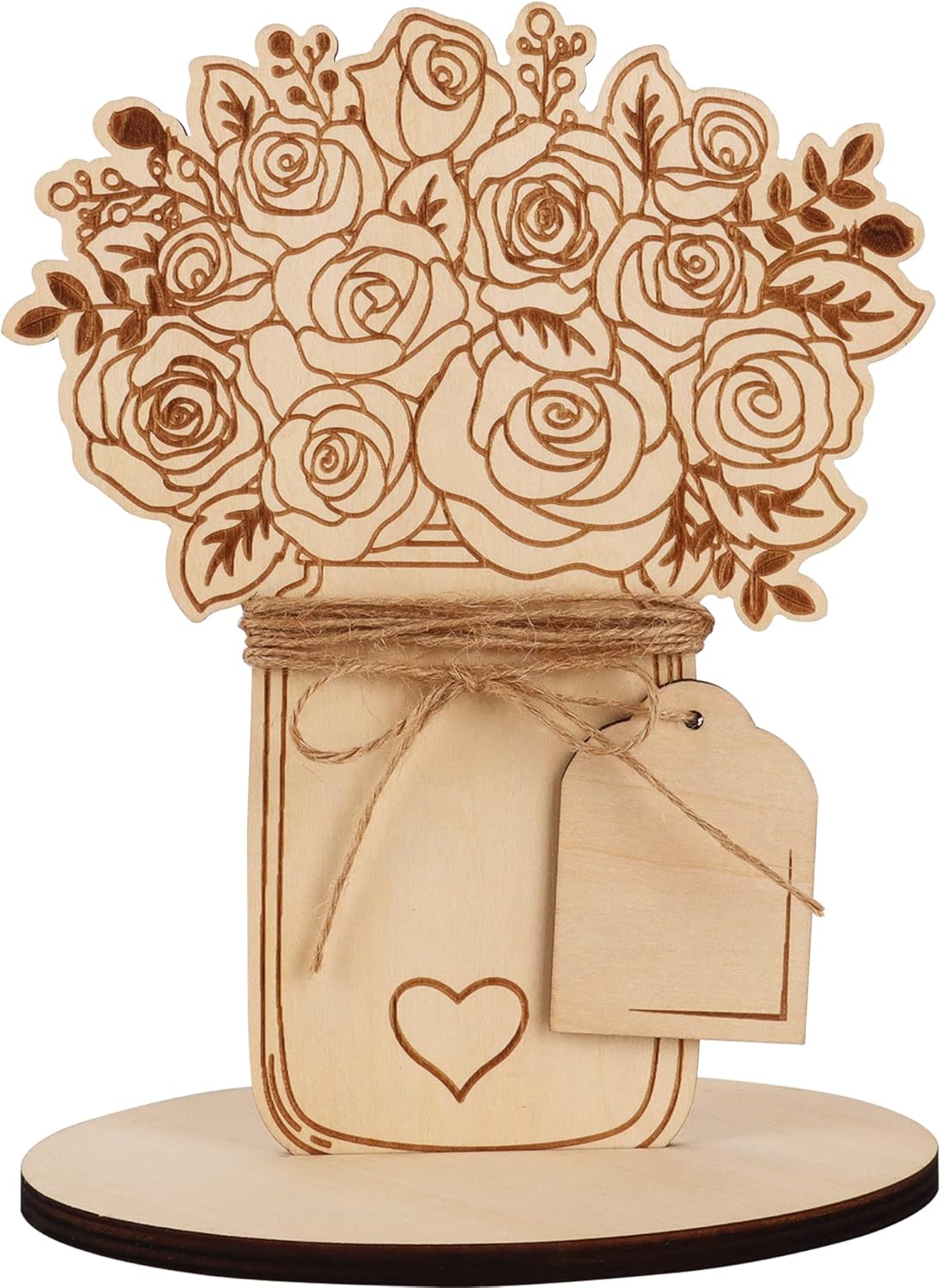 Spring Mother&#x27;s Day Flowers Crafts, Wooden Flower Card, DIY Mothers Day Gift for Mum Grandma, Blank Flower Card, Wood Ornaments Flower Embellishments Wooden Slices Home Decoration