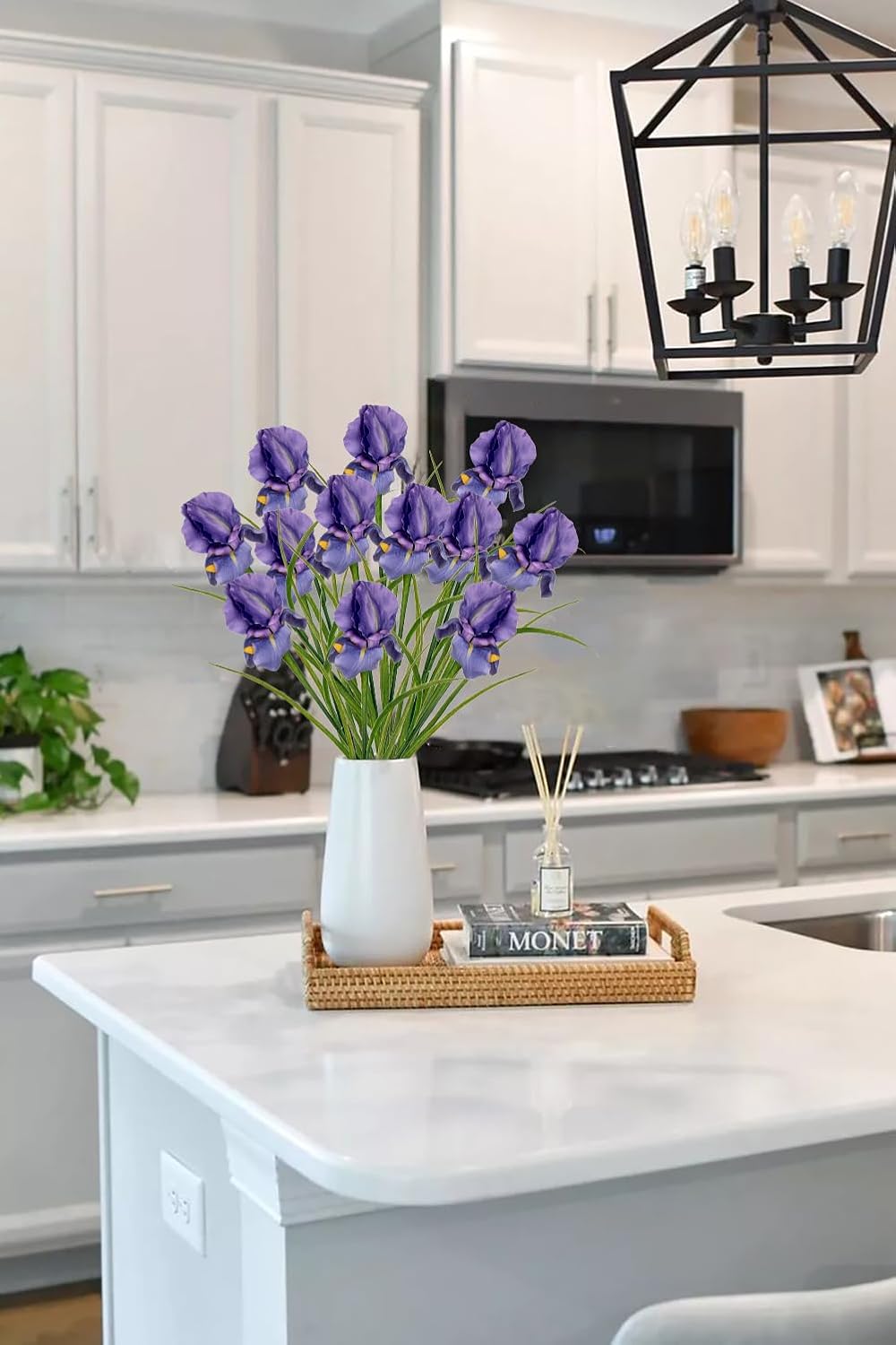 Iris Flowers Artificial 5 Pcs Real Touch Long Stems Iris Flowers 23.6" Silk Iris Fake Flowers for Wedding Bridal Home Decor - Purple