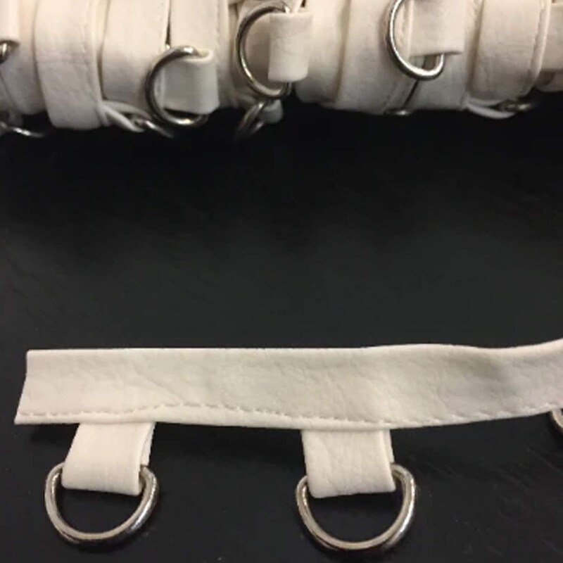 3/4 Inch White Vinyl D Ring Eyelet Tape with Silver Buckle by the Yard