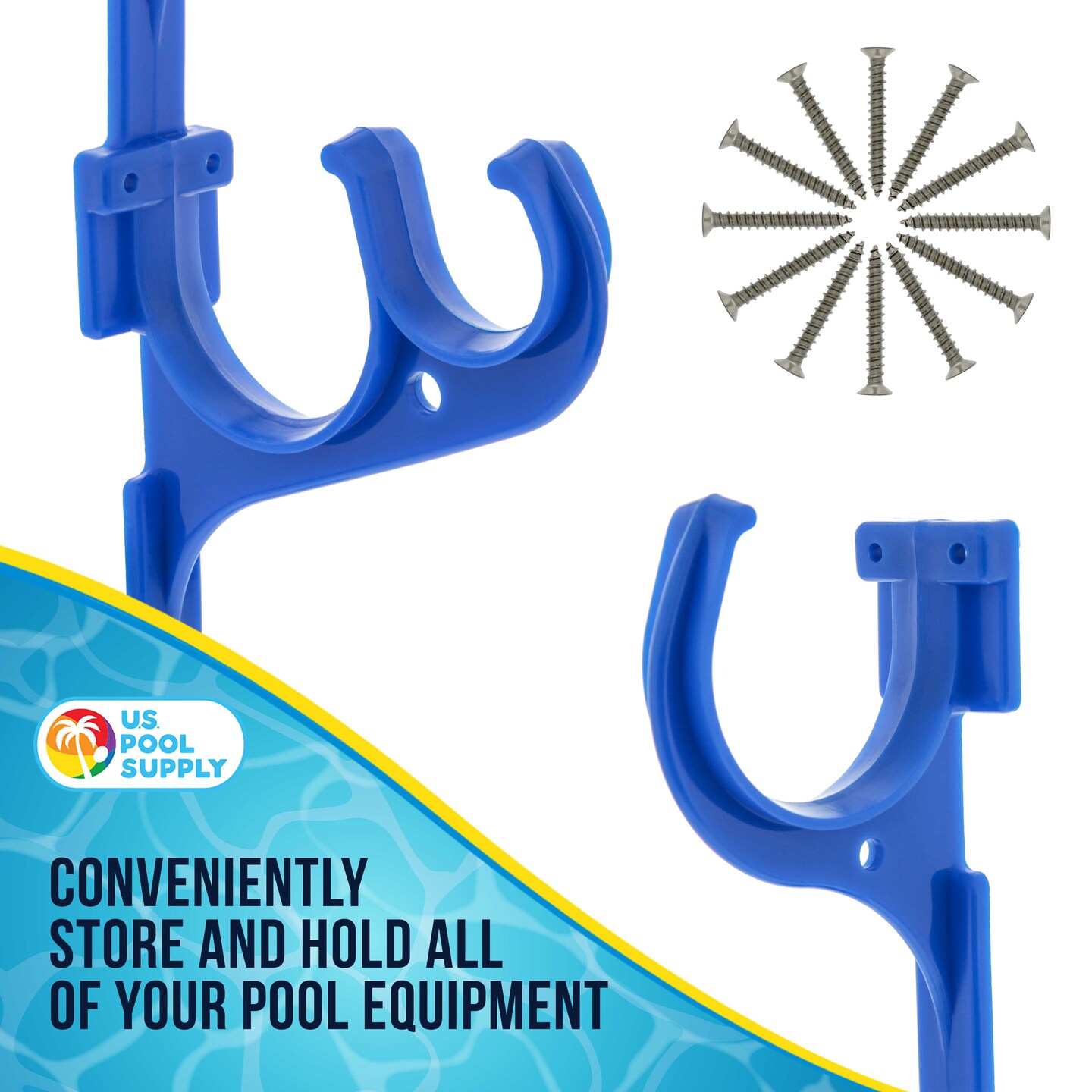 U.S. Pool Supply&#xAE; Set of 2 Plastic Pool Hangers for Telescopic Poles - Store Poles with Nets, Vacuums, Hoses &#x26; Attachments